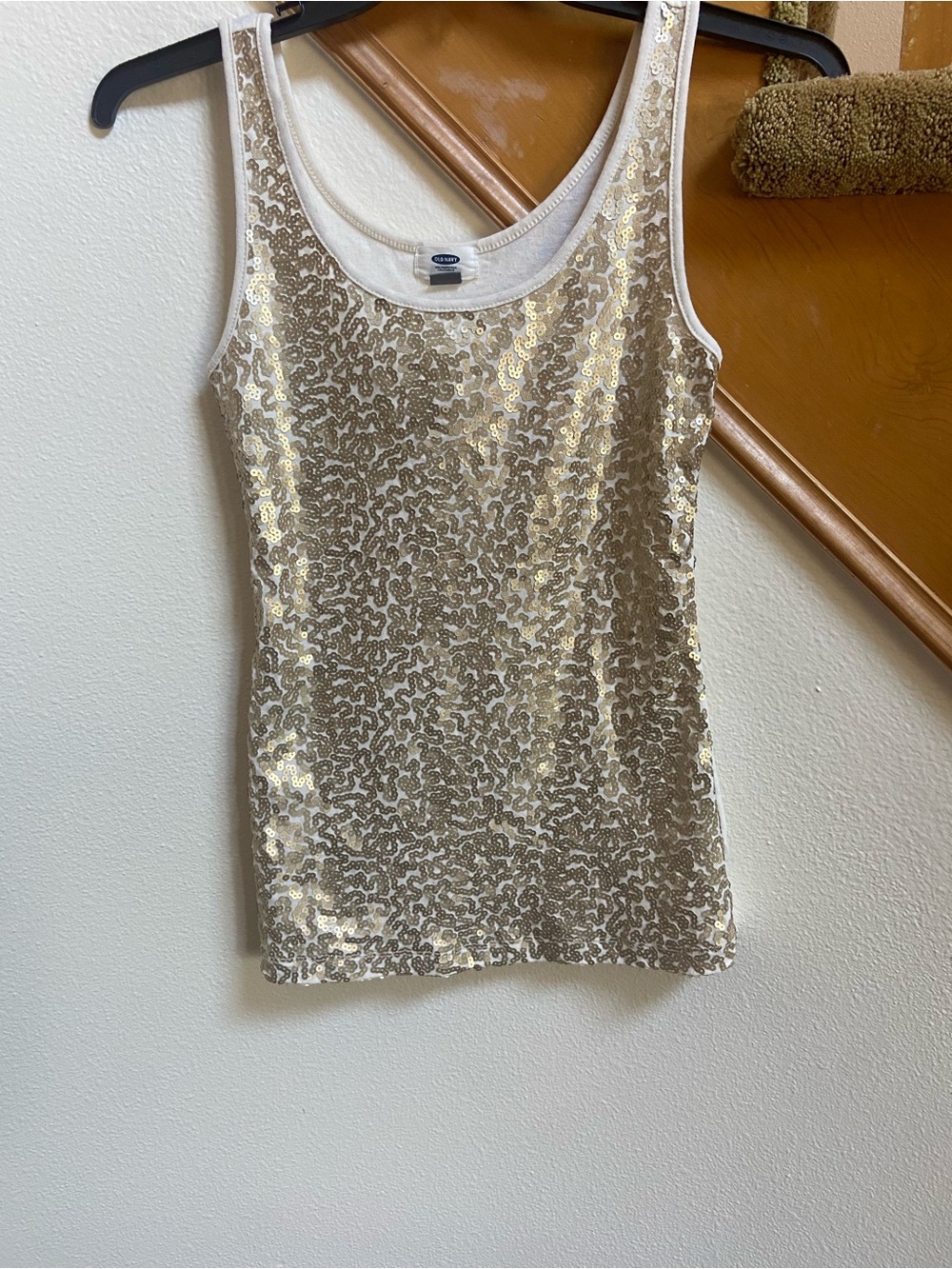 Old Navy Cream/Gold Sequined Tank Top, never worn, women's size M